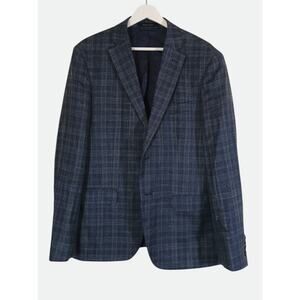 Lauren Ralph Lauren Blazer Men's 40S Blue Windowpane Plaid Career Suit Jacket